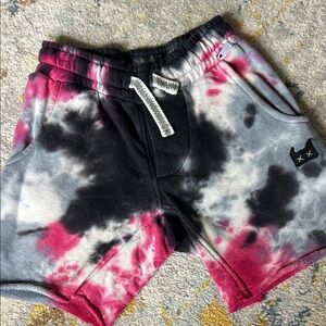 Munster Tie-Dye Kids Sweatshorts - Pink, Black & Gray